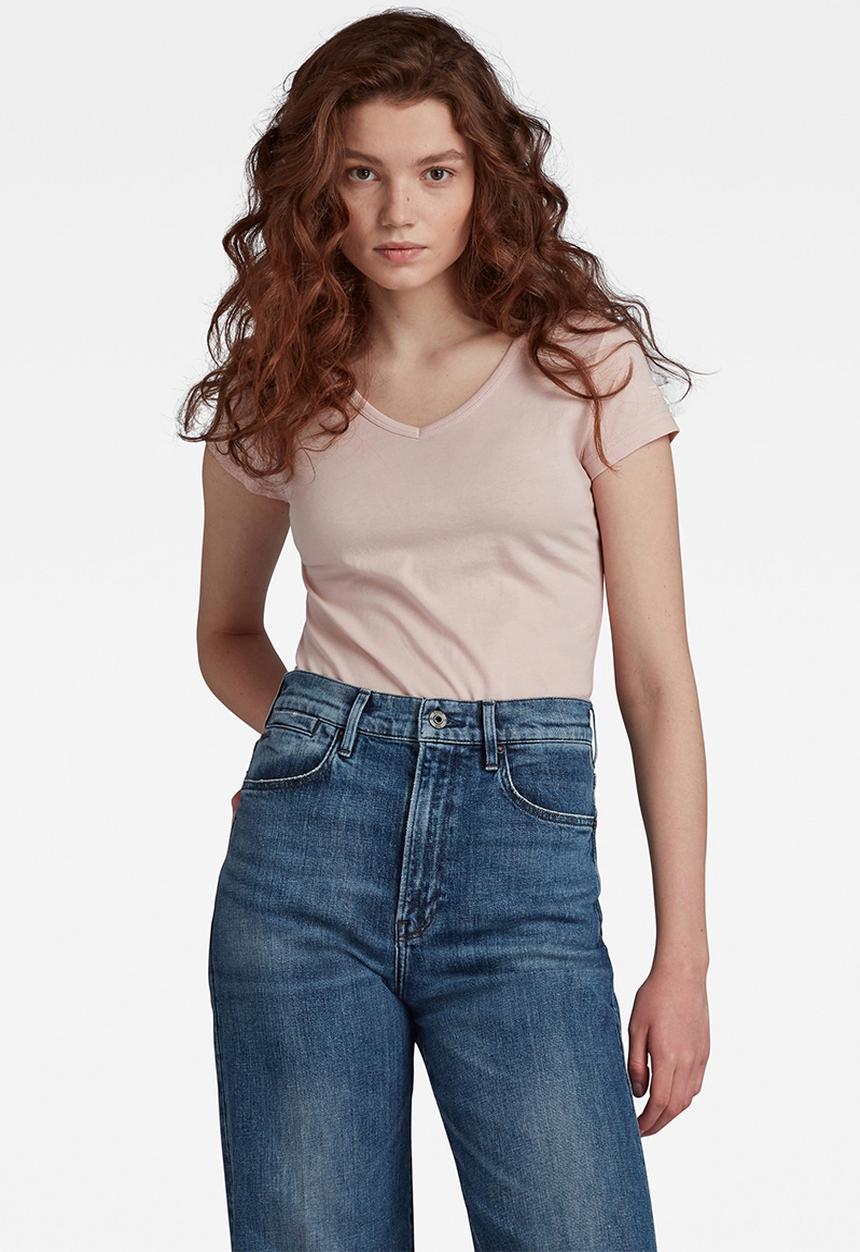 G-STAR - Eyben slim v short sleeve top - light pink