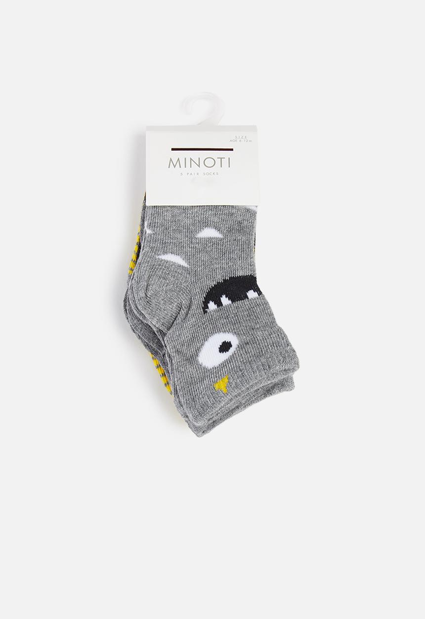 MINOTI - Boys 5 pack monster stripe socks - multi