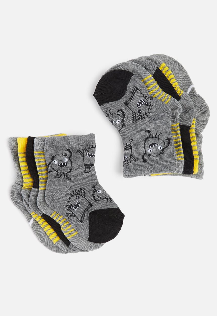 MINOTI - Boys 5 pack monster stripe socks - multi