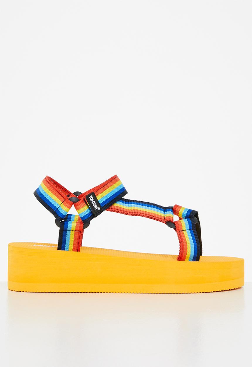 Tom Tom - Rainbow sporty flatform sandal - yellow
