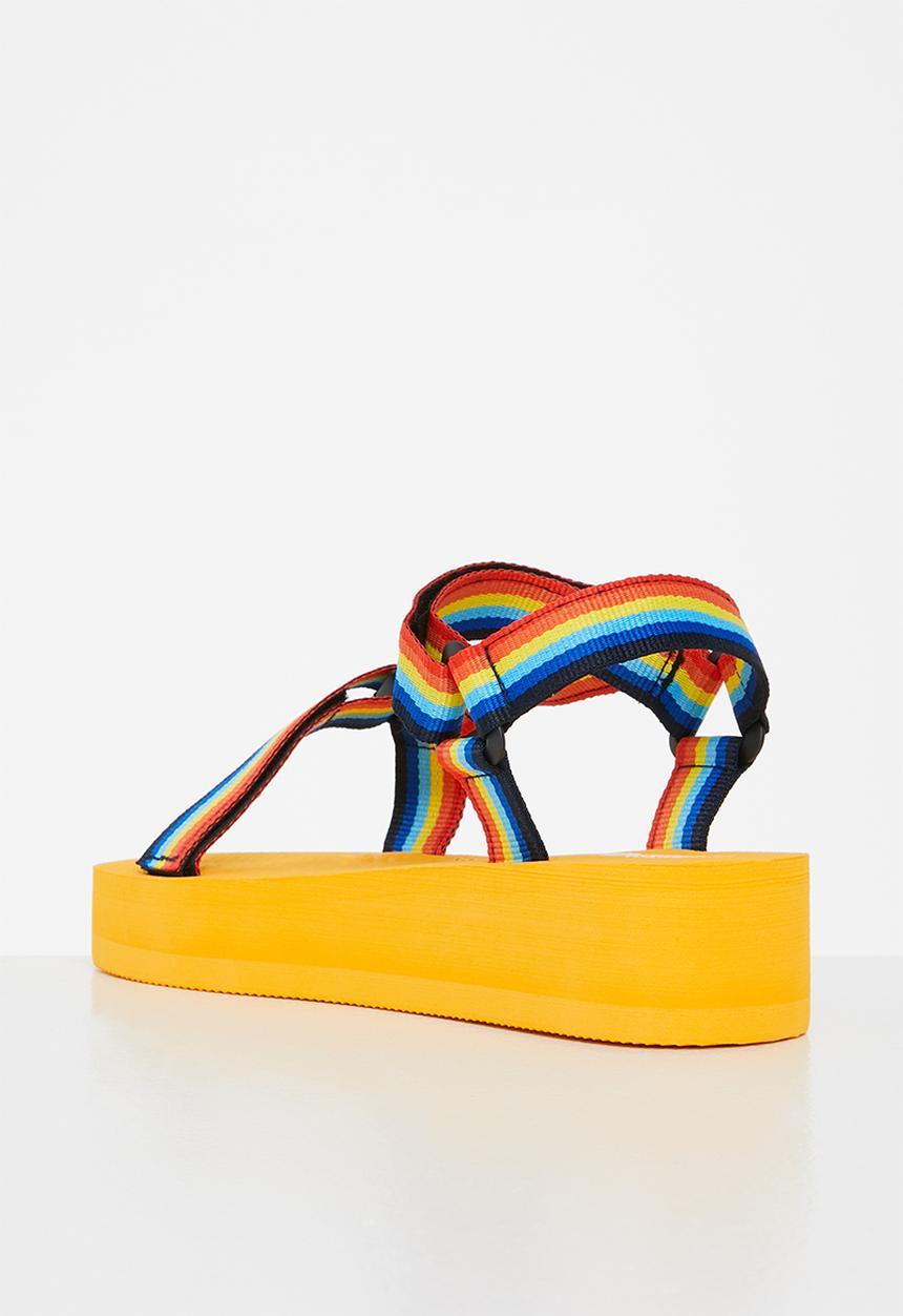 Tom Tom - Rainbow sporty flatform sandal - yellow