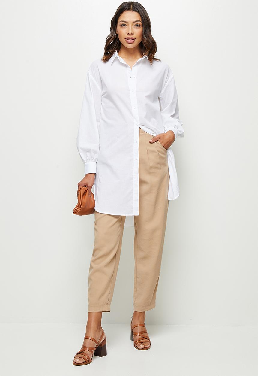 edit - Longline cotton voile shirt - white