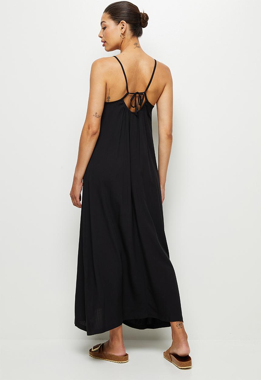 edit - Spaghetti strap maxi dress - black