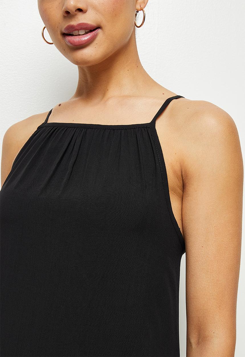 edit - Spaghetti strap maxi dress - black