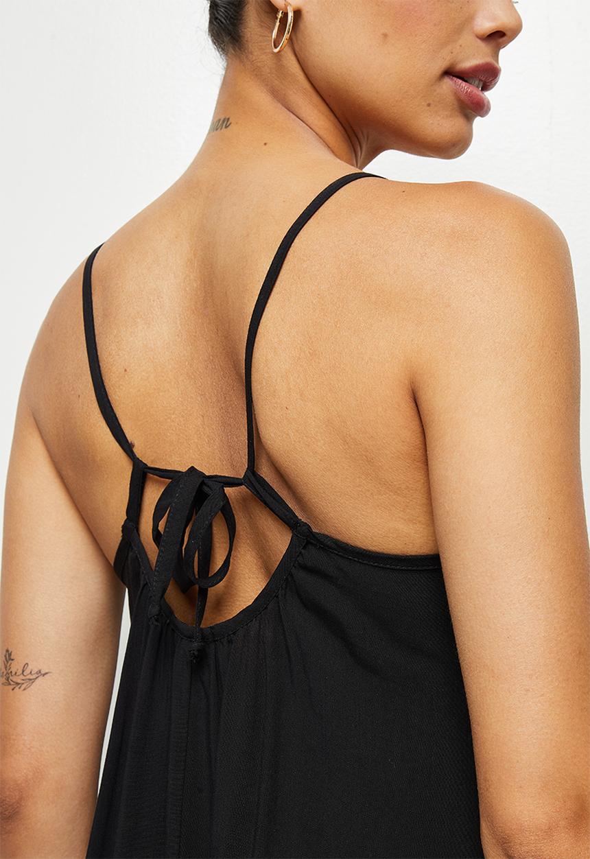 edit - Spaghetti strap maxi dress - black