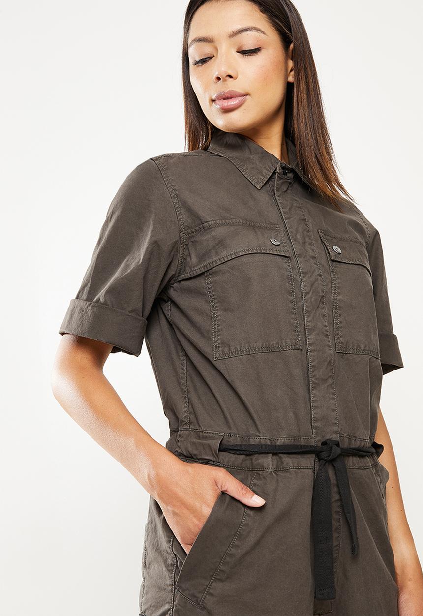 G-STAR - Army straight jumpsuit  1\2 sleeve - carbid 
