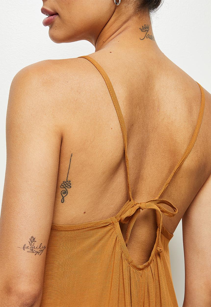 edit - Spaghetti strap maxi dress - tobacco