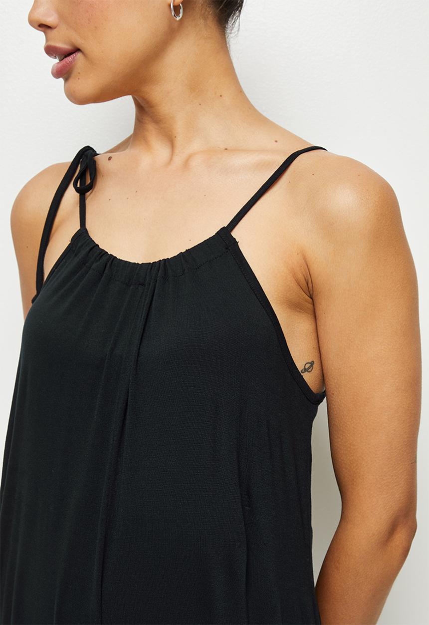 edit - Drawcord wide leg jumpsuit - black