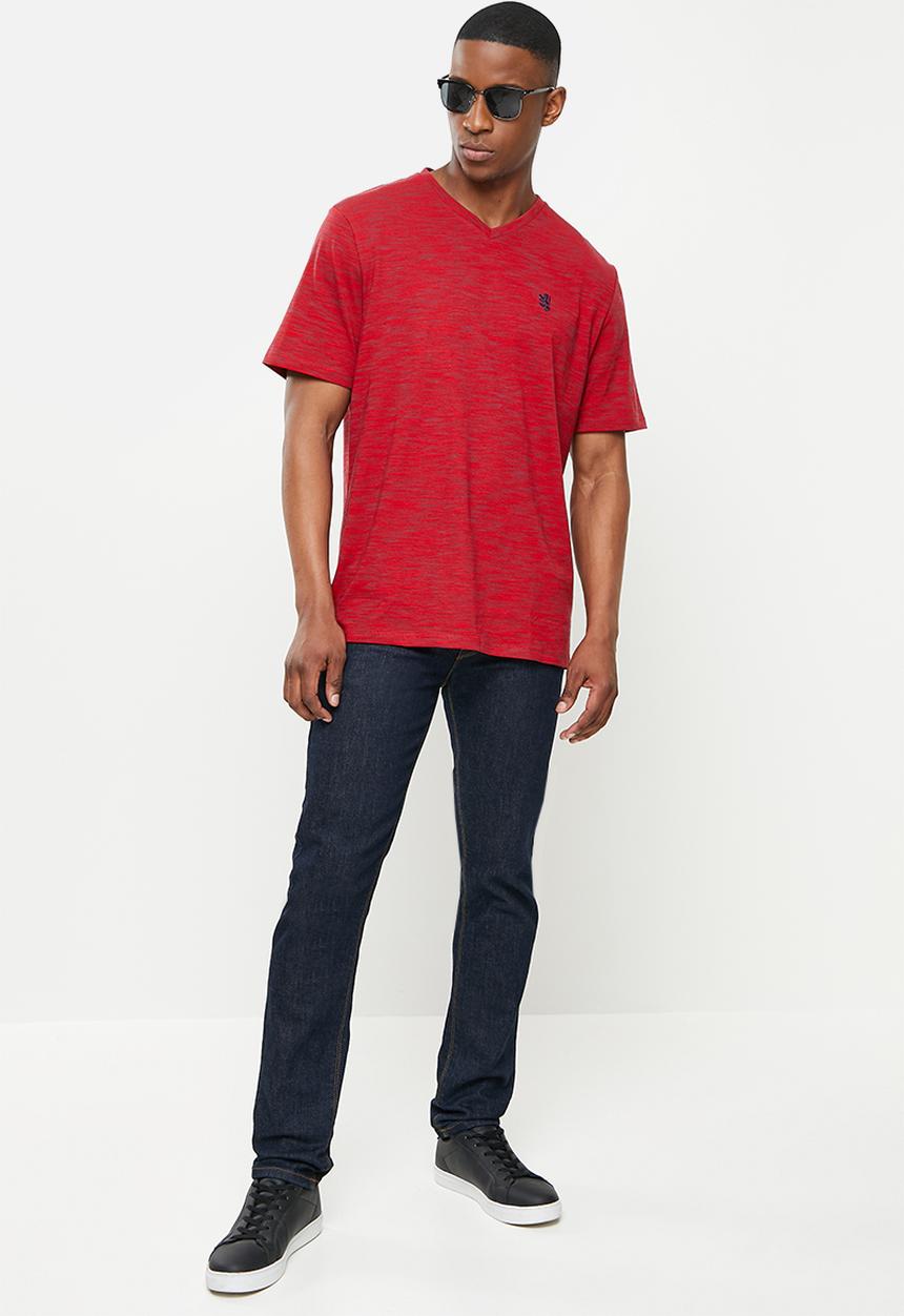 Pringle of Scotland - Injection v-neck tee - red/ navy