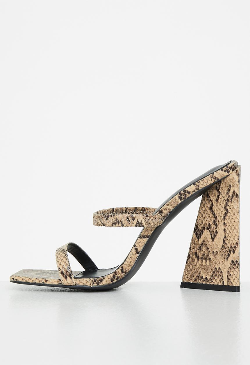 Public Desire - Jada square toe slingback block heel - brown & black 