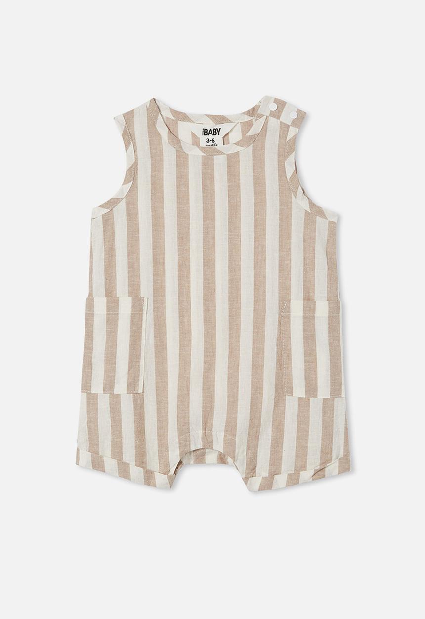 Cotton On - Glenn romper - taupy brown/vanilla robbo stripe