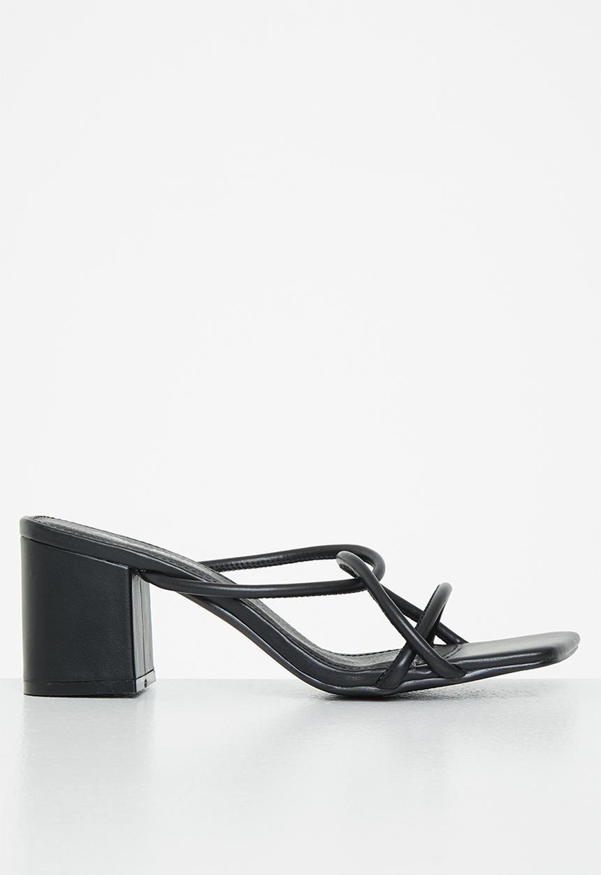 Public Desire - Belle strappy block heel mule - black