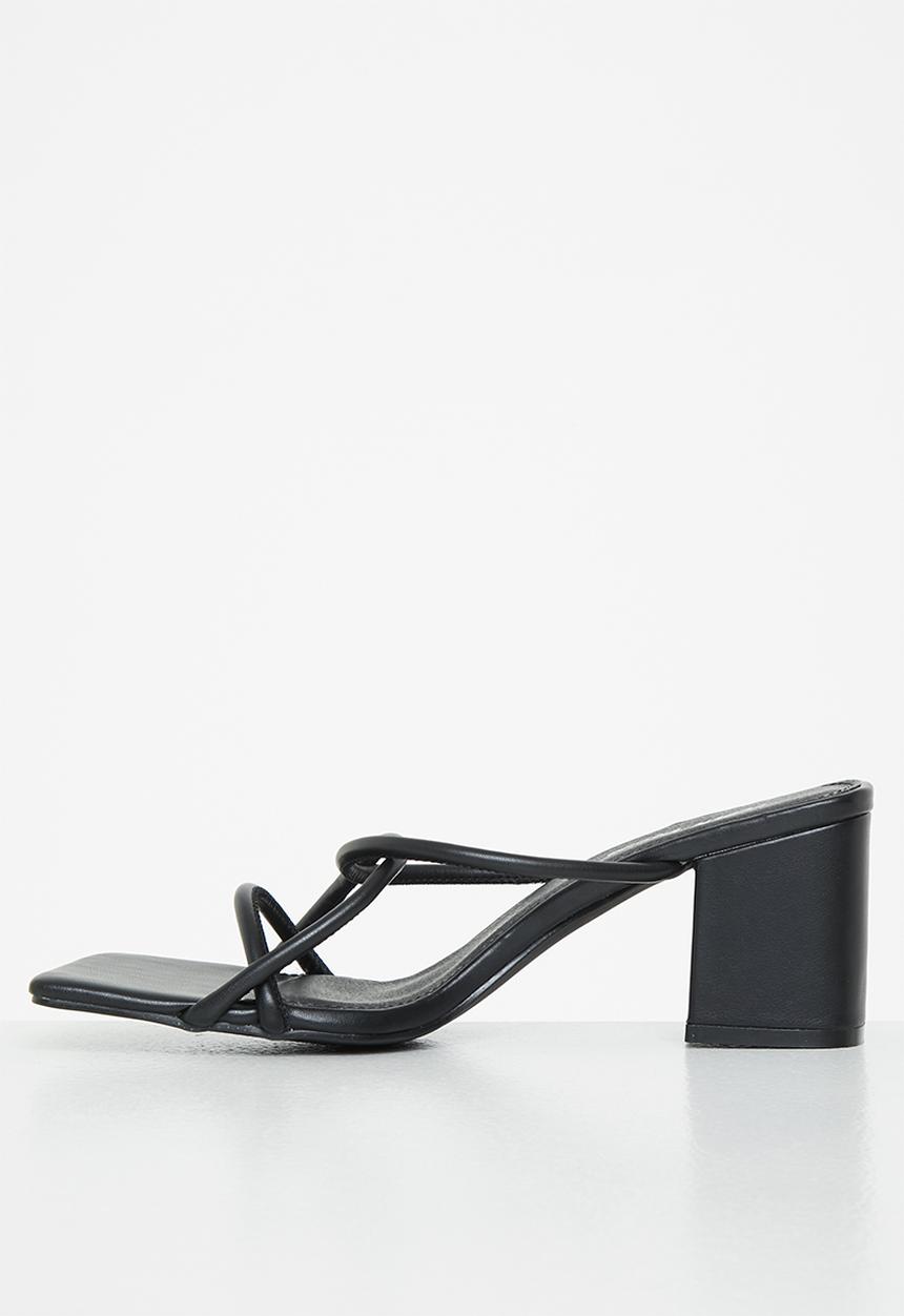 Public Desire - Belle strappy block heel mule - black