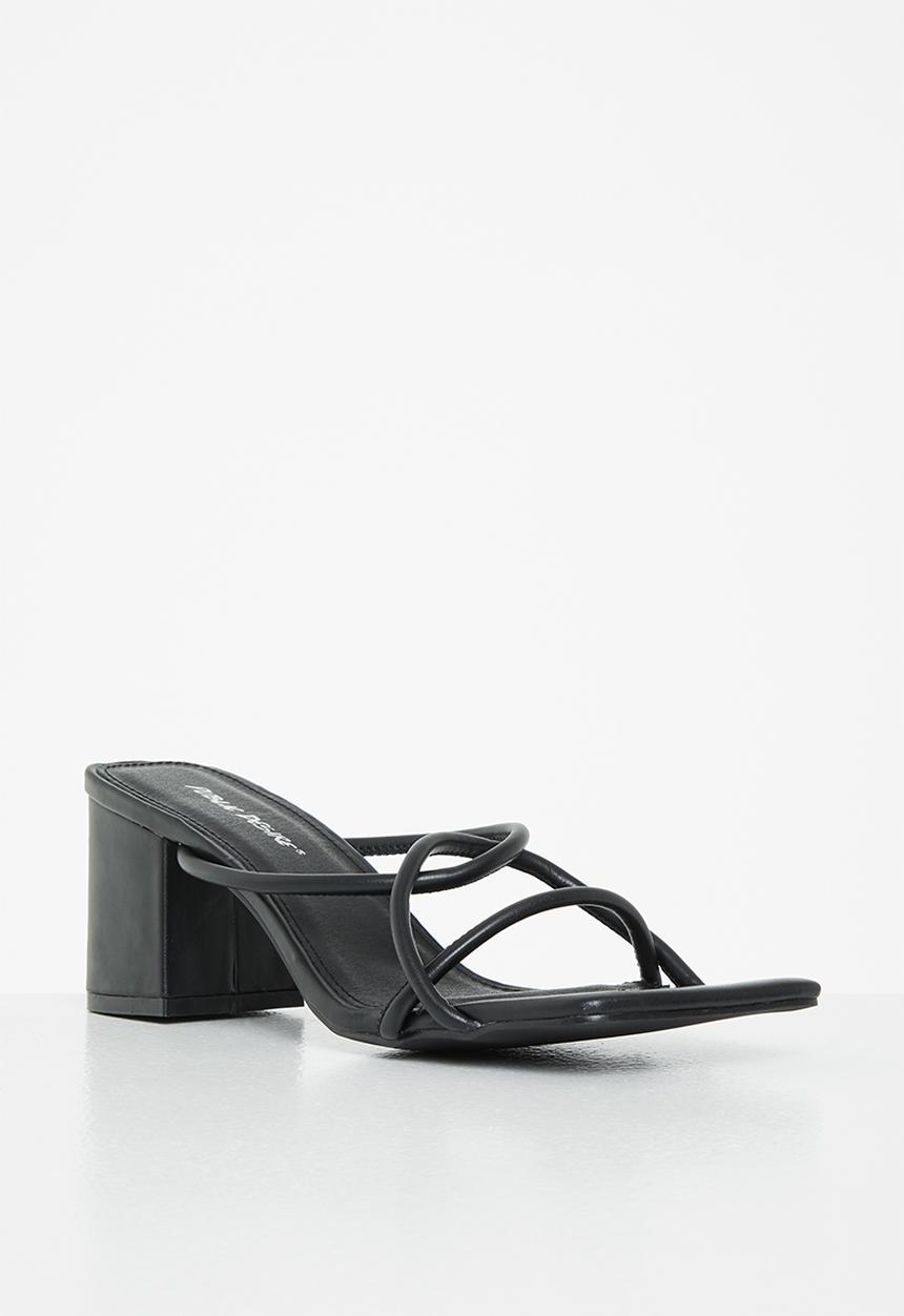 Public Desire - Belle strappy block heel mule - black