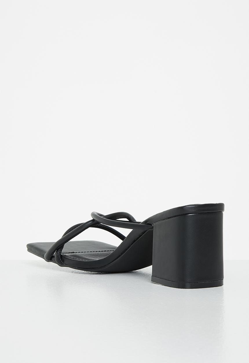 Public Desire - Belle strappy block heel mule - black