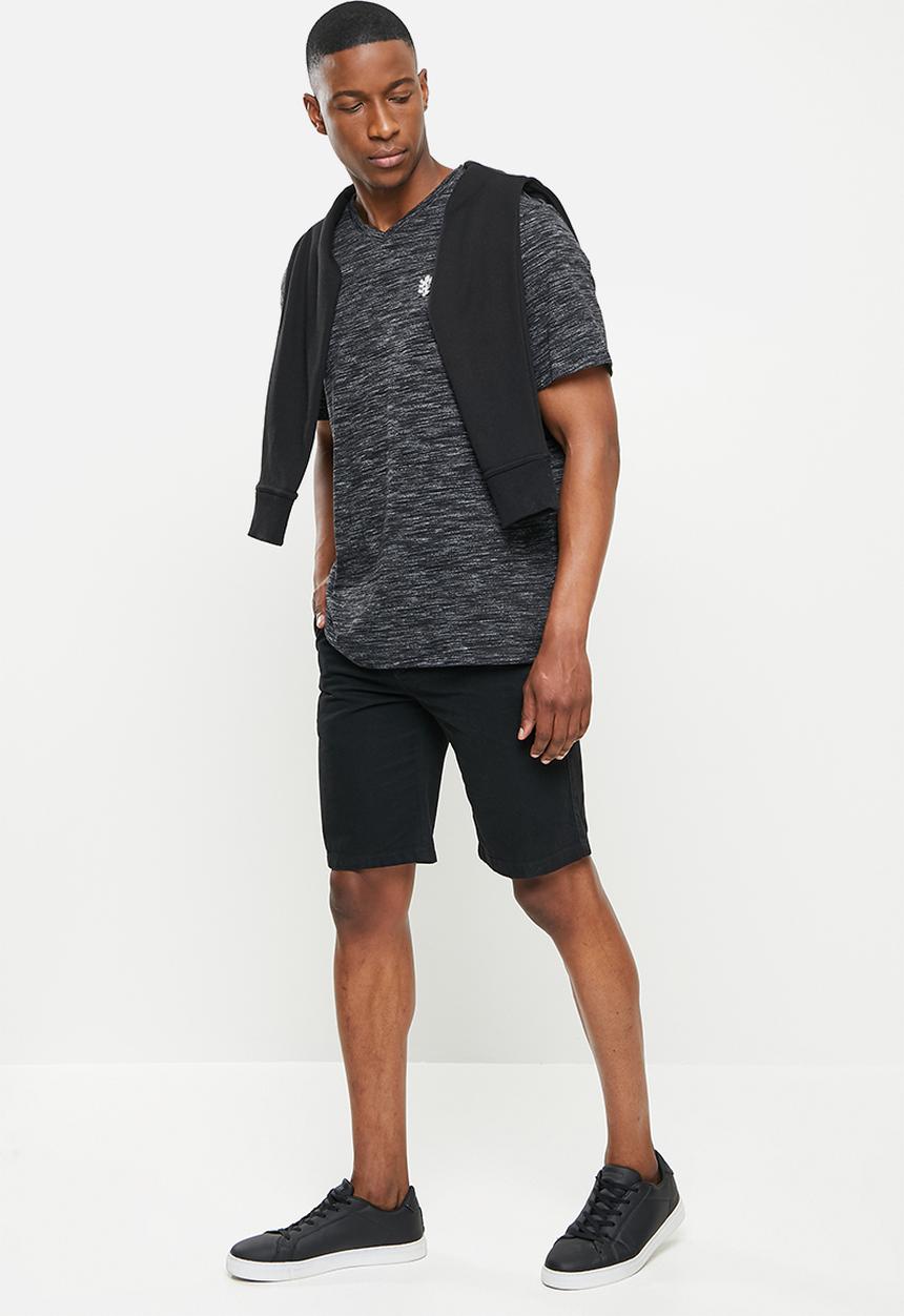 Pringle of Scotland - Injection v-neck tee - black / grey