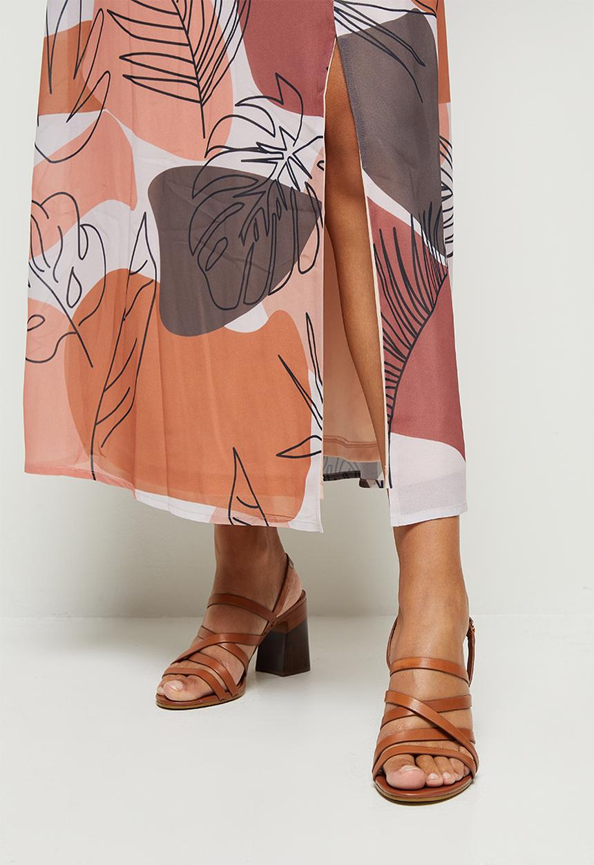 edit - Chiffon wrap kaftan dress - rust
