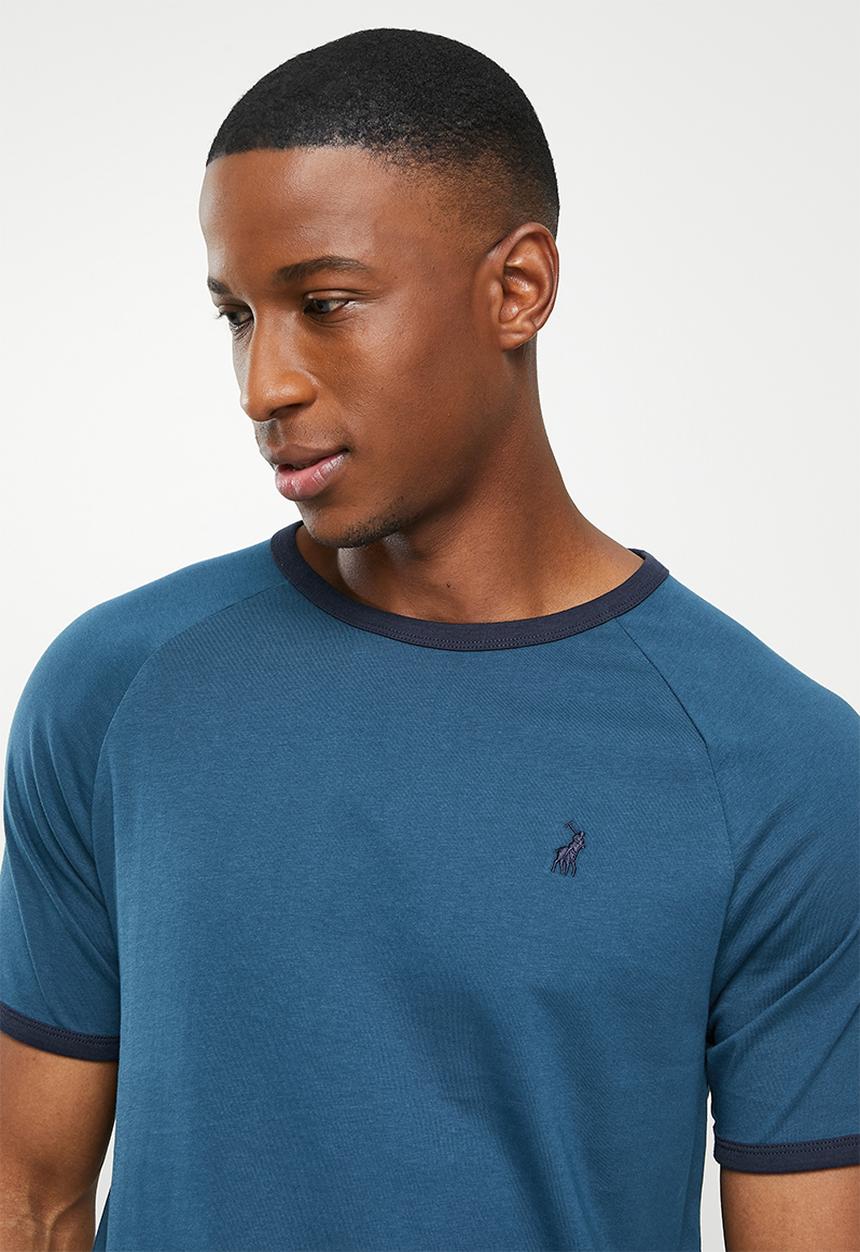 POLO - Kevin short sleeve ringer tee - blue 