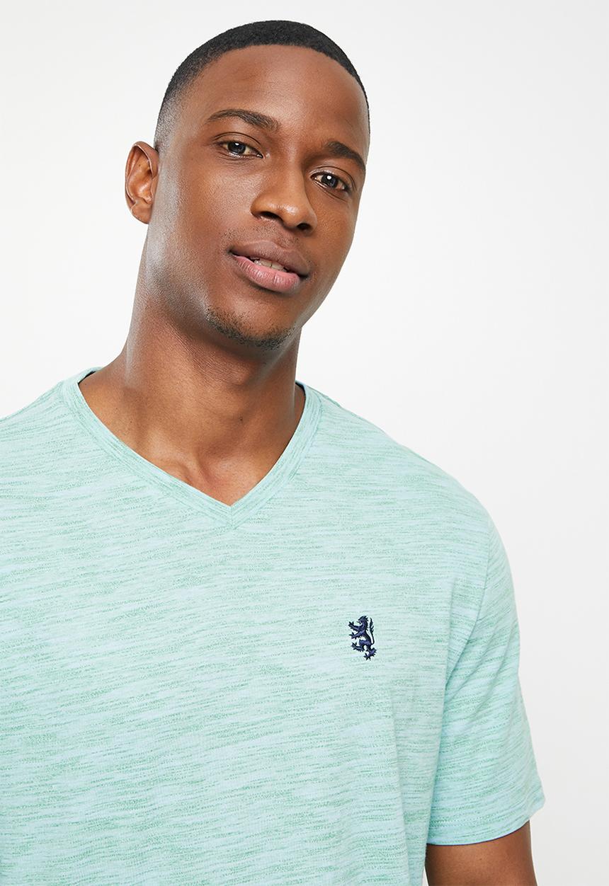 Pringle of Scotland - Injection v-neck tee - light blue/ green