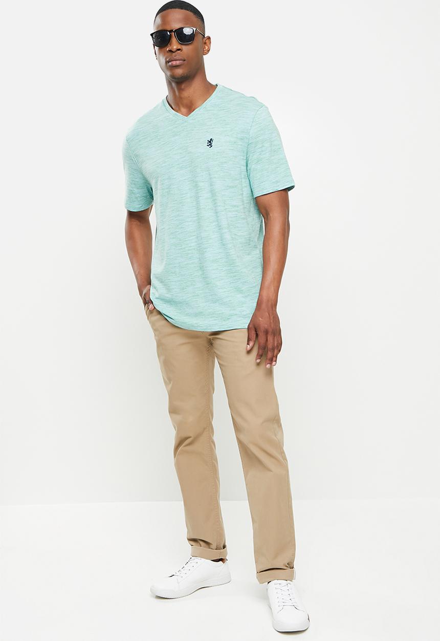 Pringle of Scotland - Injection v-neck tee - light blue/ green
