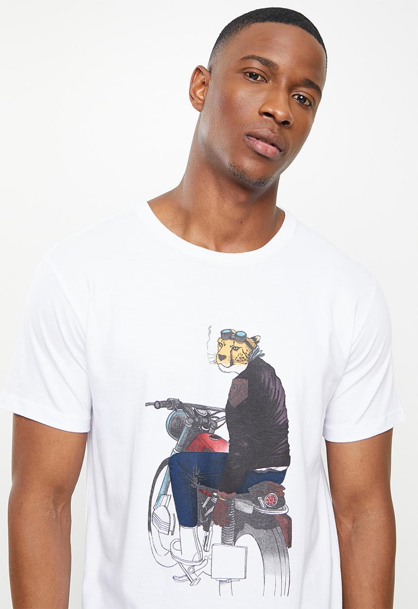 Holmes Bro's - Cheetah café ss tee - white