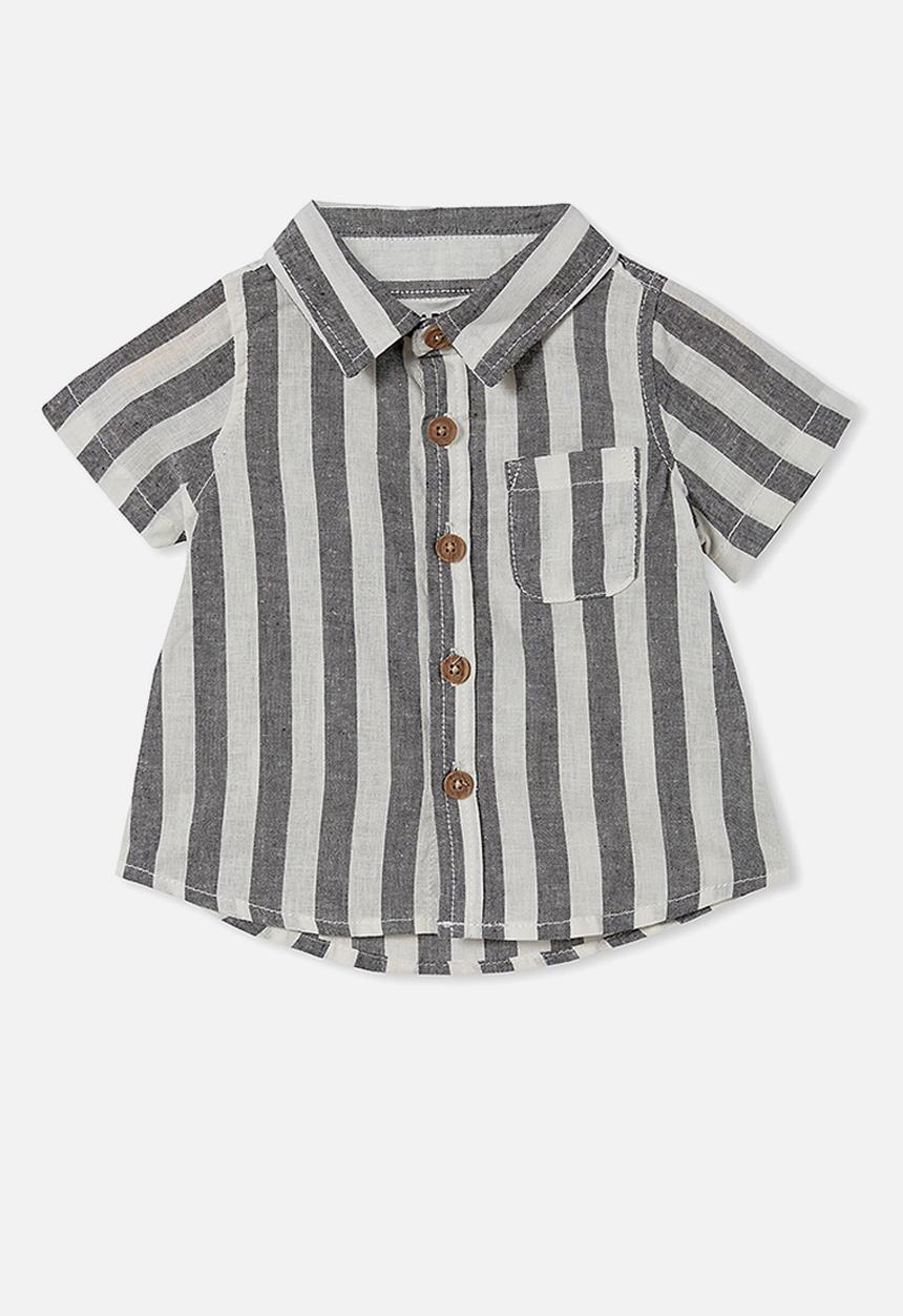 Cotton On - Leonard button down shirt yd - phantom/vanilla robbo stripe