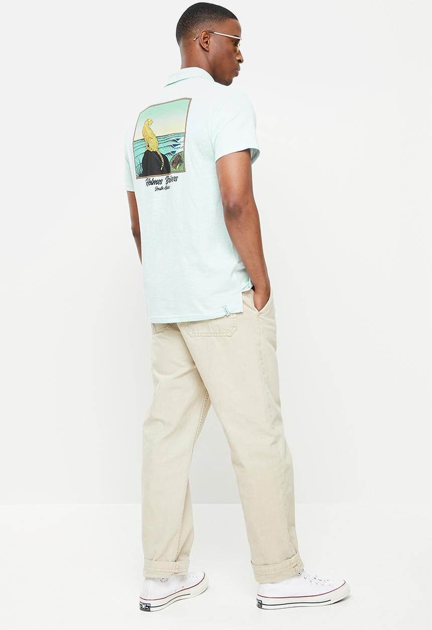 Holmes Bro's - Cheetah polo - sky slub