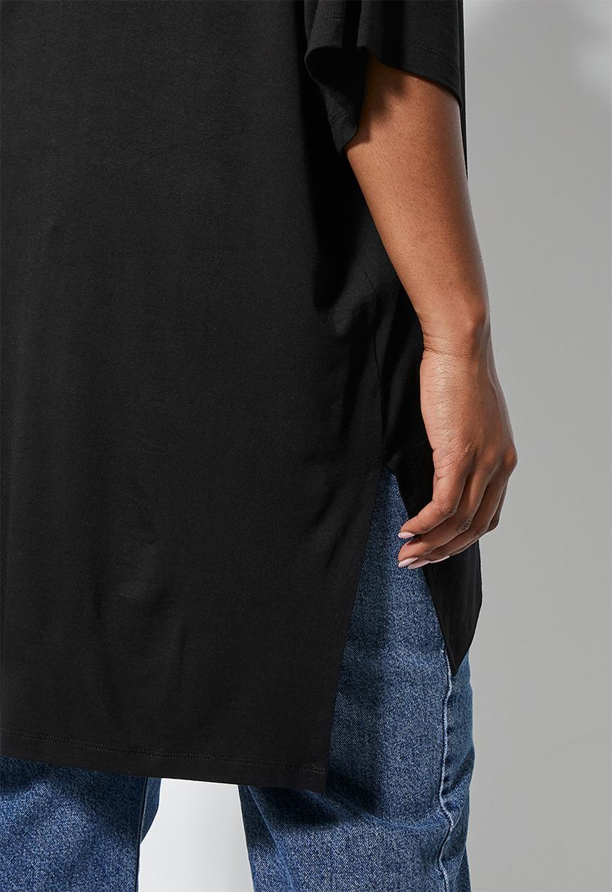 Superbalist - Split side longline T-shirt - black