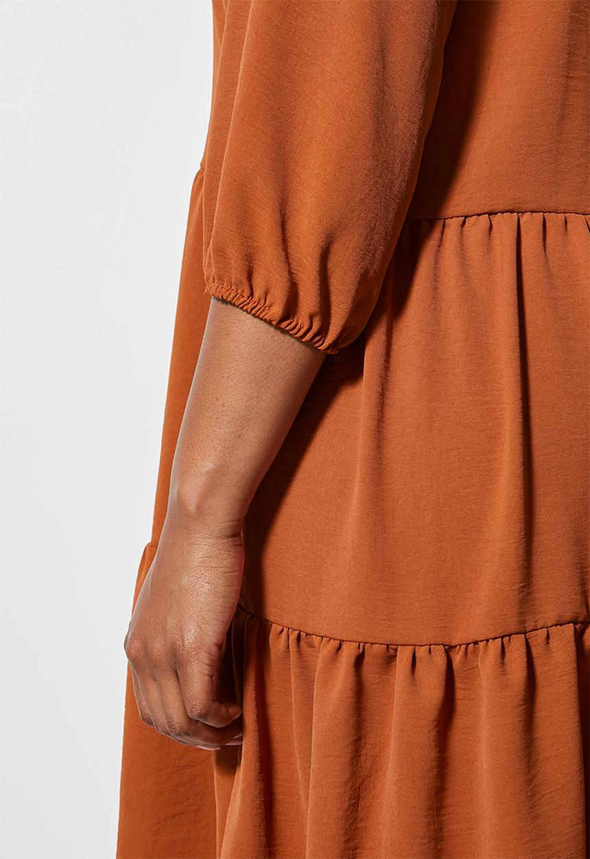 Superbalist - V-neck tiered mini dress - rust