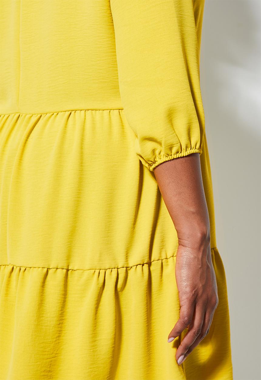 Superbalist - V-neck tiered mini dress - yellow