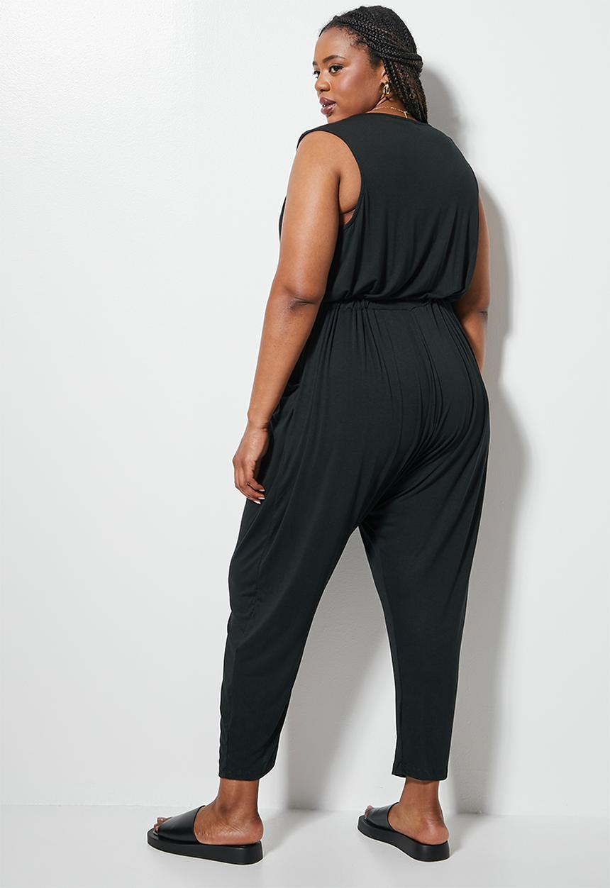 Superbalist - Wrap bodice jogger jumpsuit - black
