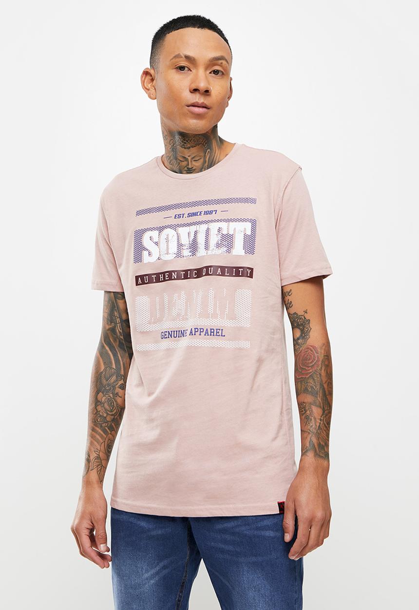 SOVIET - M firmino short sleeve logo tee  - salmon