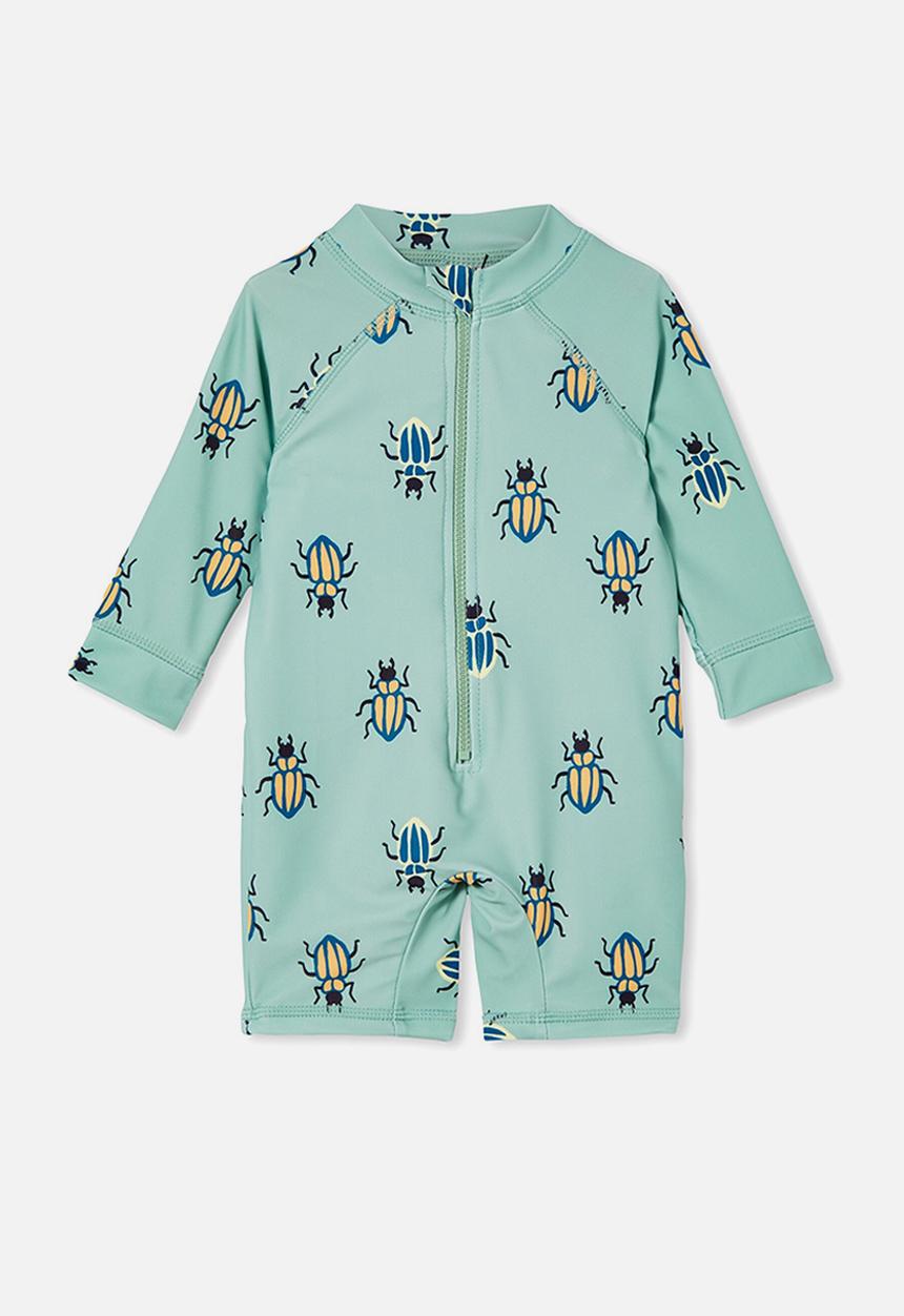 Cotton On - Cameron long sleeve swimsuit - smashed avo/bob bug