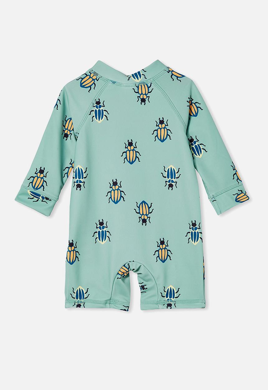 Cotton On - Cameron long sleeve swimsuit - smashed avo/bob bug