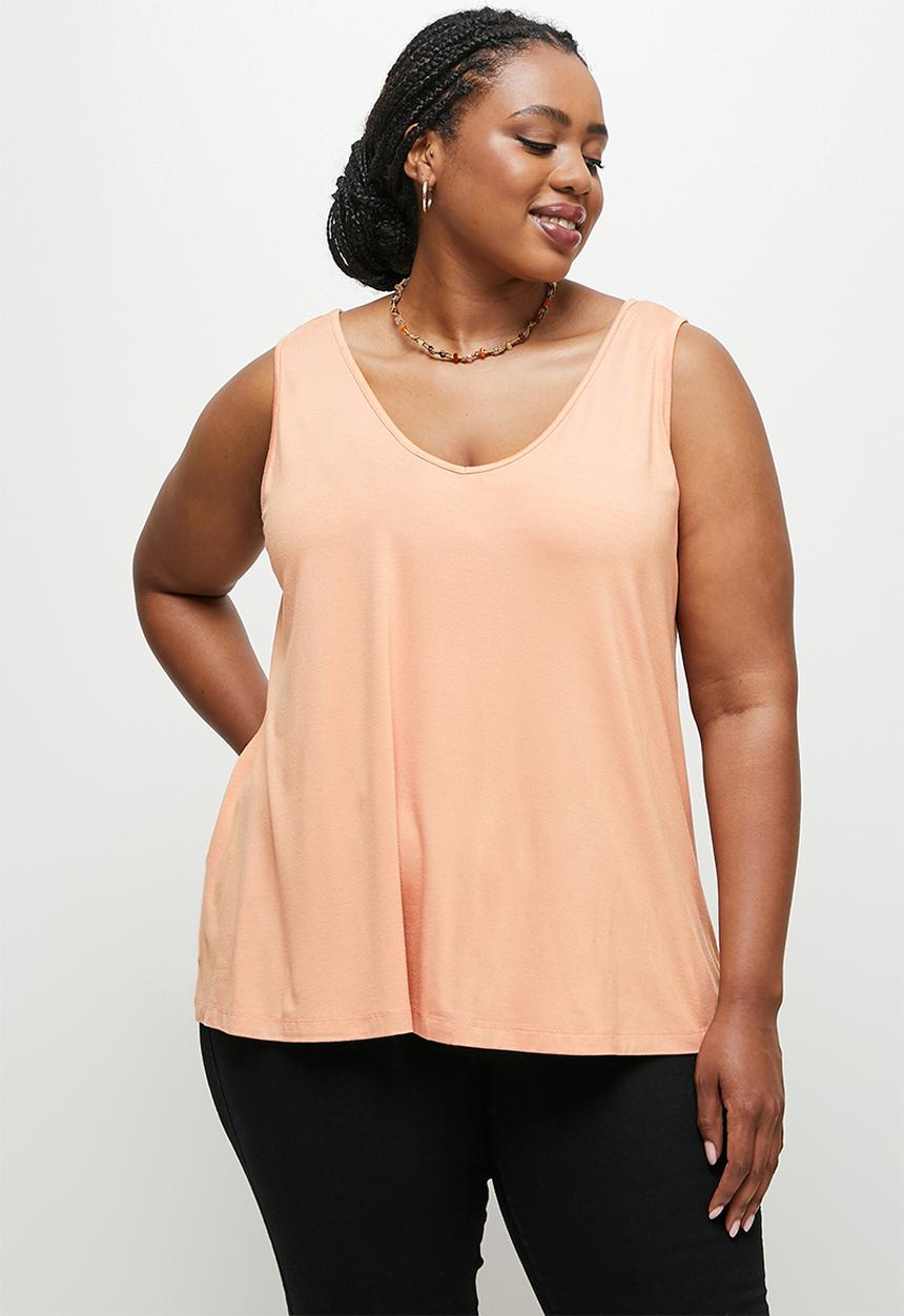 edit Plus - Scoop neck swing vest - rose gold
