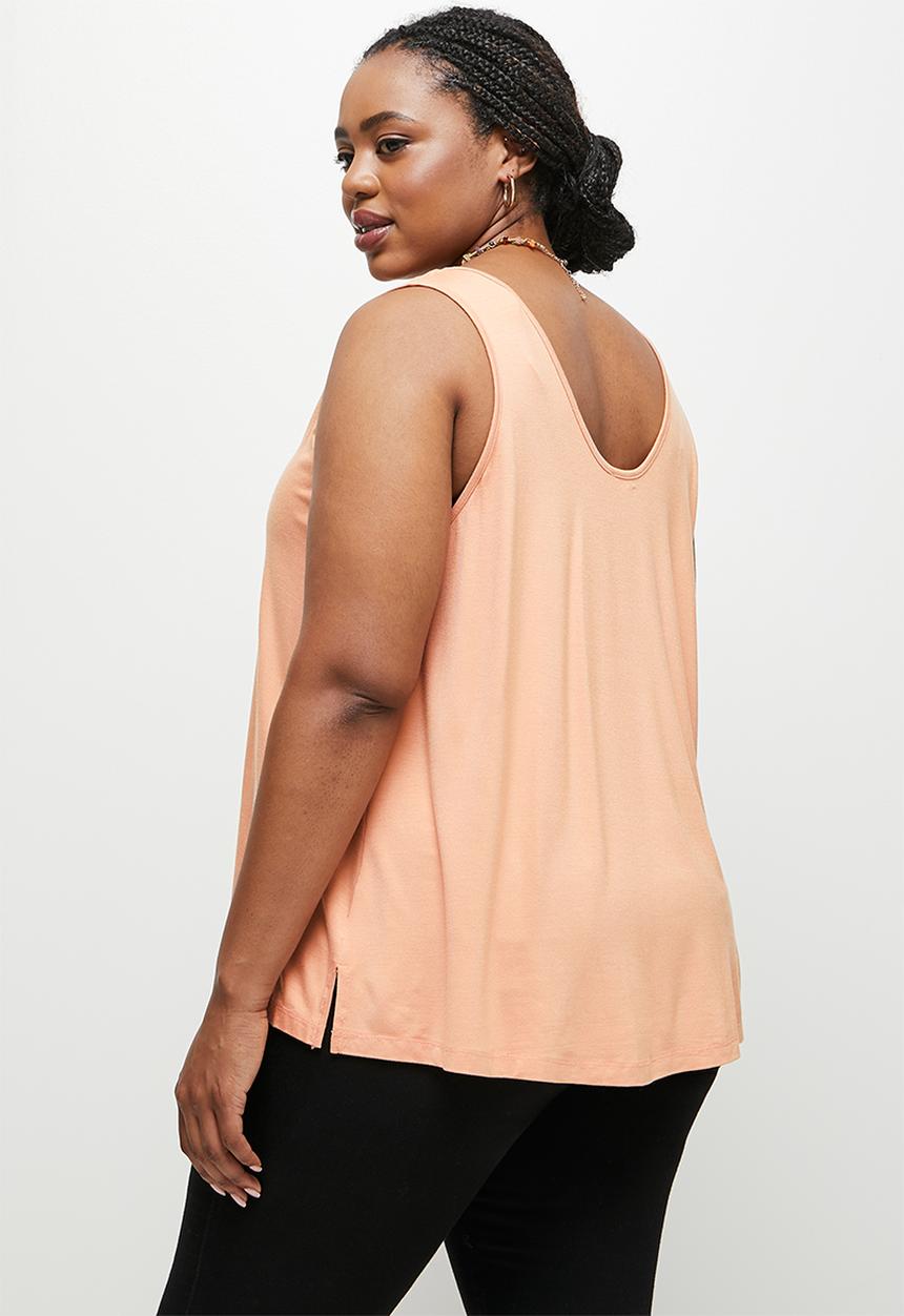 edit Plus - Scoop neck swing vest - rose gold