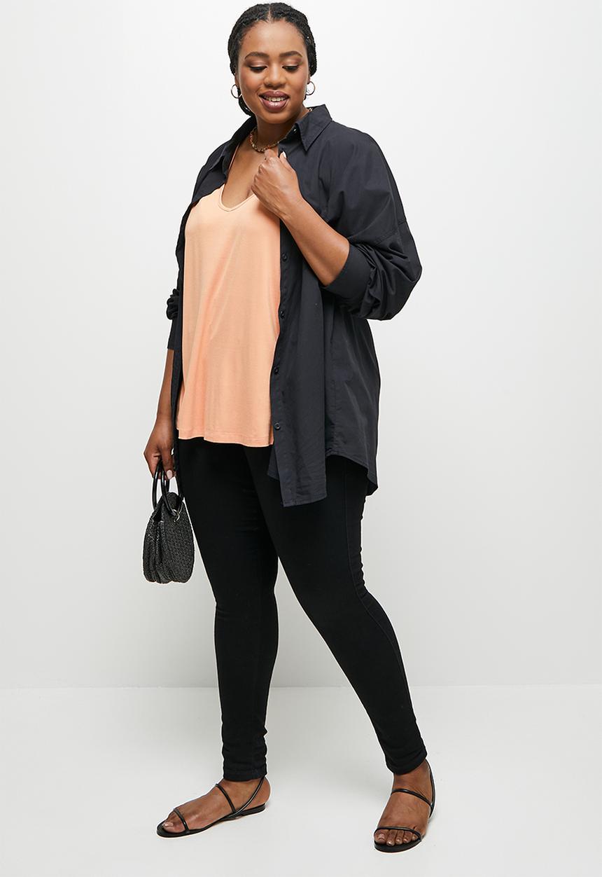 edit Plus - Scoop neck swing vest - rose gold