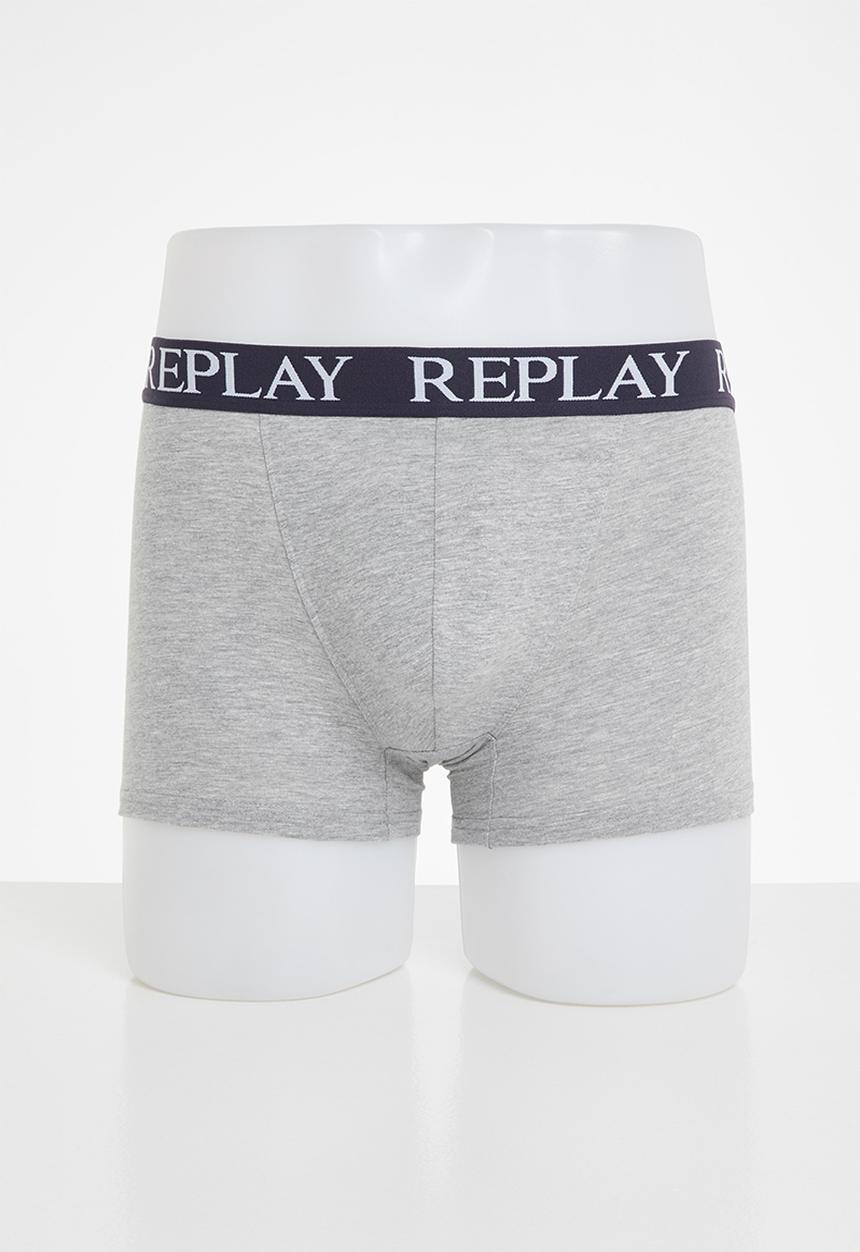 Replay - Replay boxer style 04/c cuff logo 2pcs box - indigo/grey