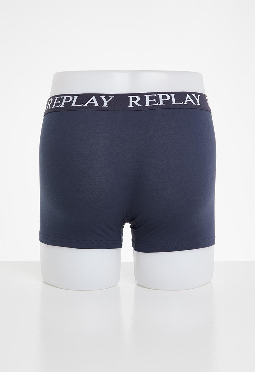 Replay - Replay boxer style 04/c cuff logo 2pcs box - indigo/grey