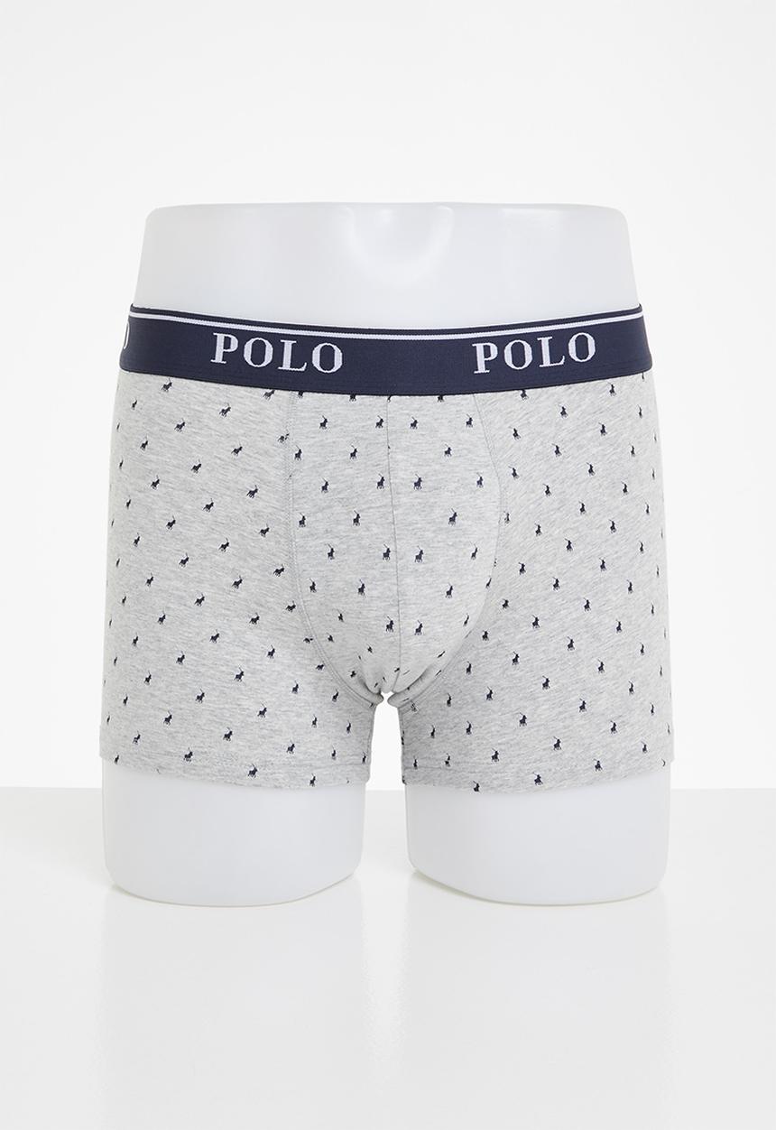 POLO - Mens reid all over print knit boxer - grey