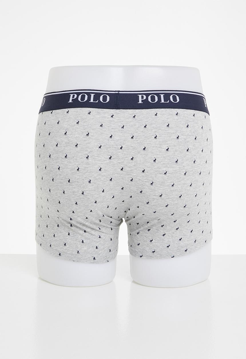POLO - Mens reid all over print knit boxer - grey
