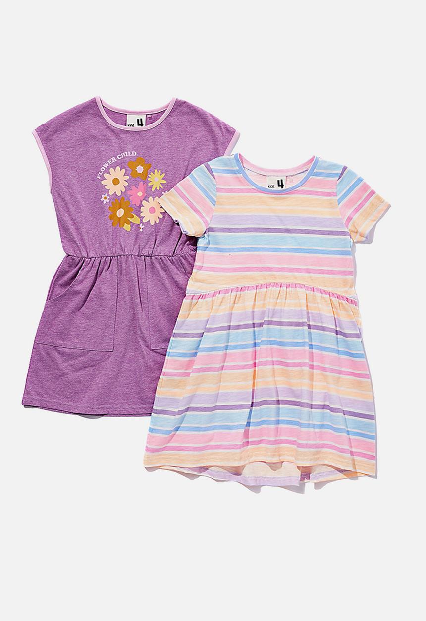 Cotton On - Girls multipack short sleeve dresses 2 pack - multi