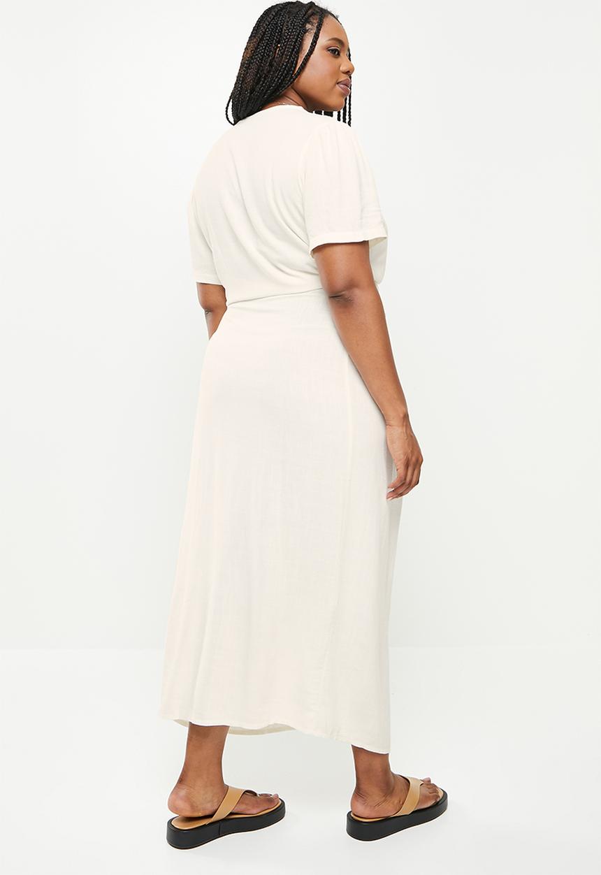 Me&B - Plus wrap linen dress - milk