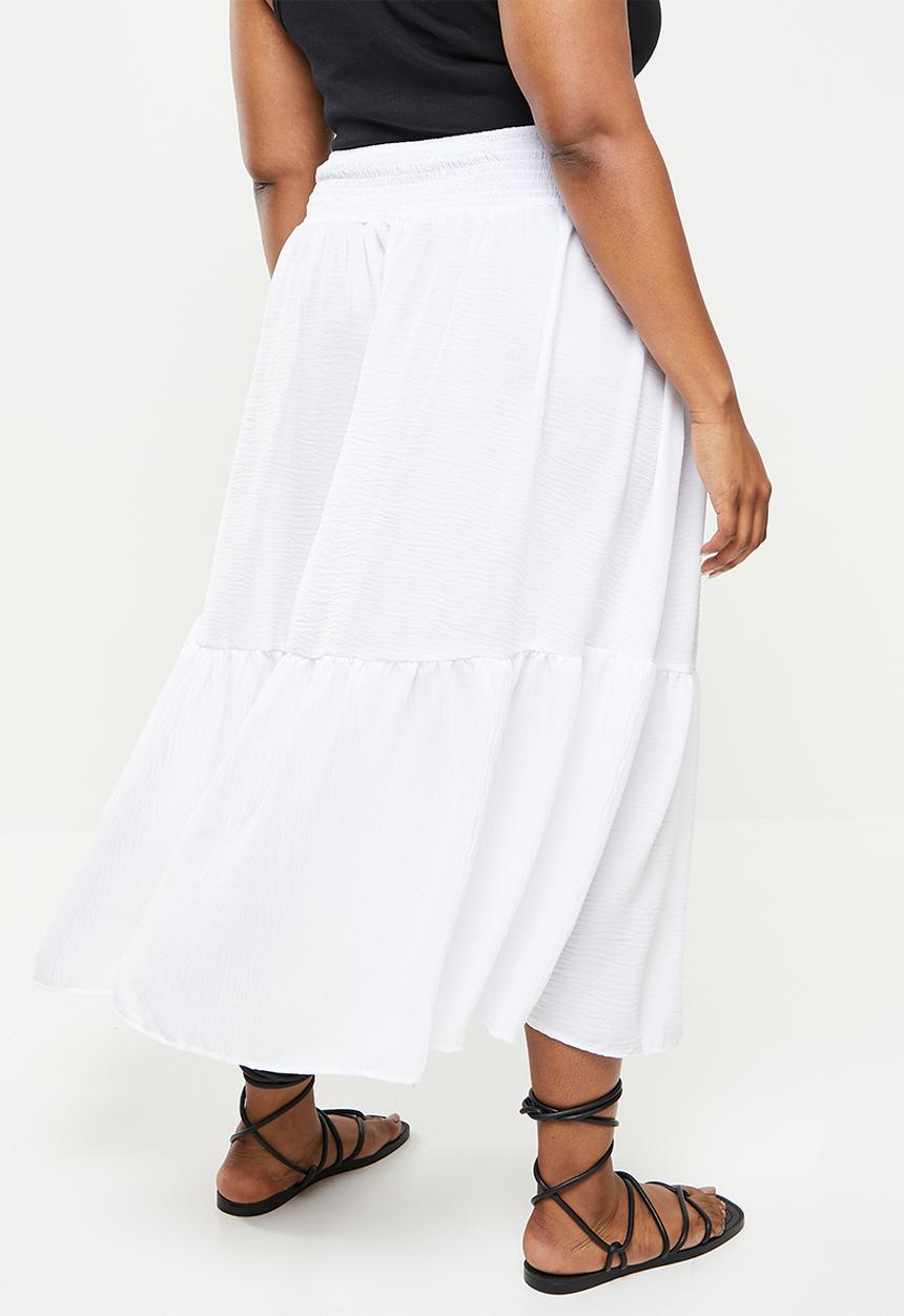 Me&B - Plus shirring skirt with slit - milk 