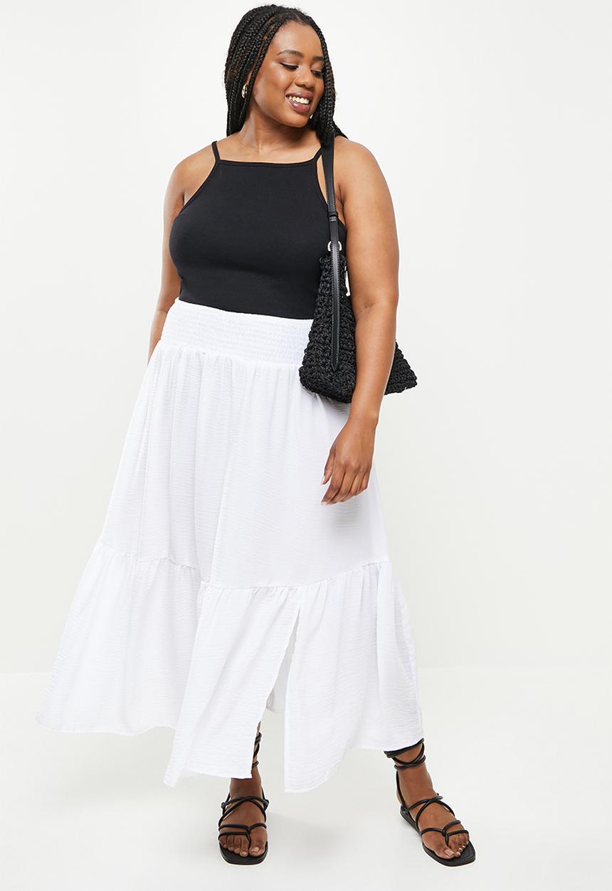 Me&B - Plus shirring skirt with slit - milk 