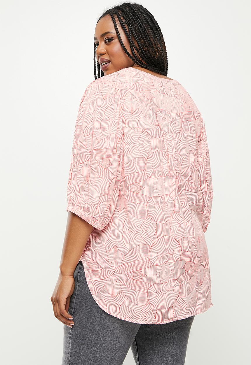 Me&B - Plus tunic blouse - coral