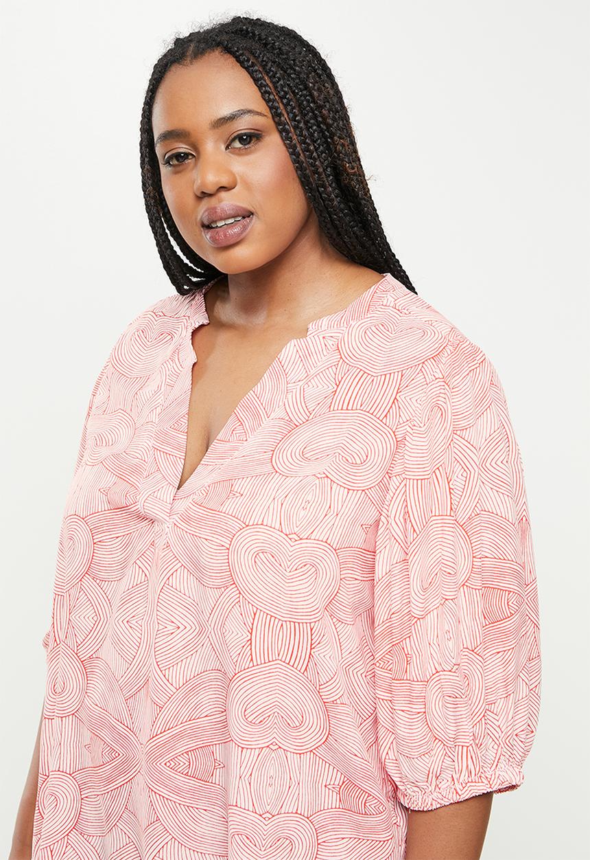Me&B - Plus tunic blouse - coral