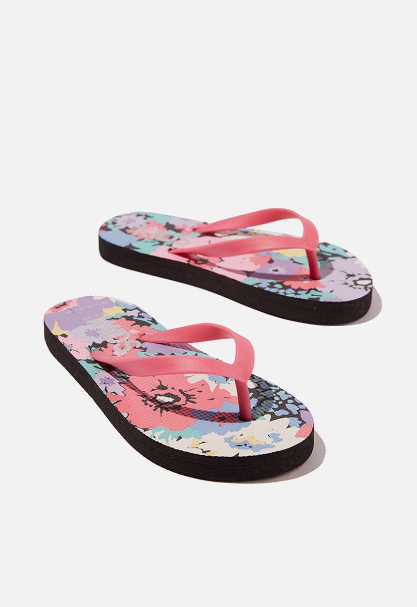 Cotton On - Printed flip flop - phantom flower garden