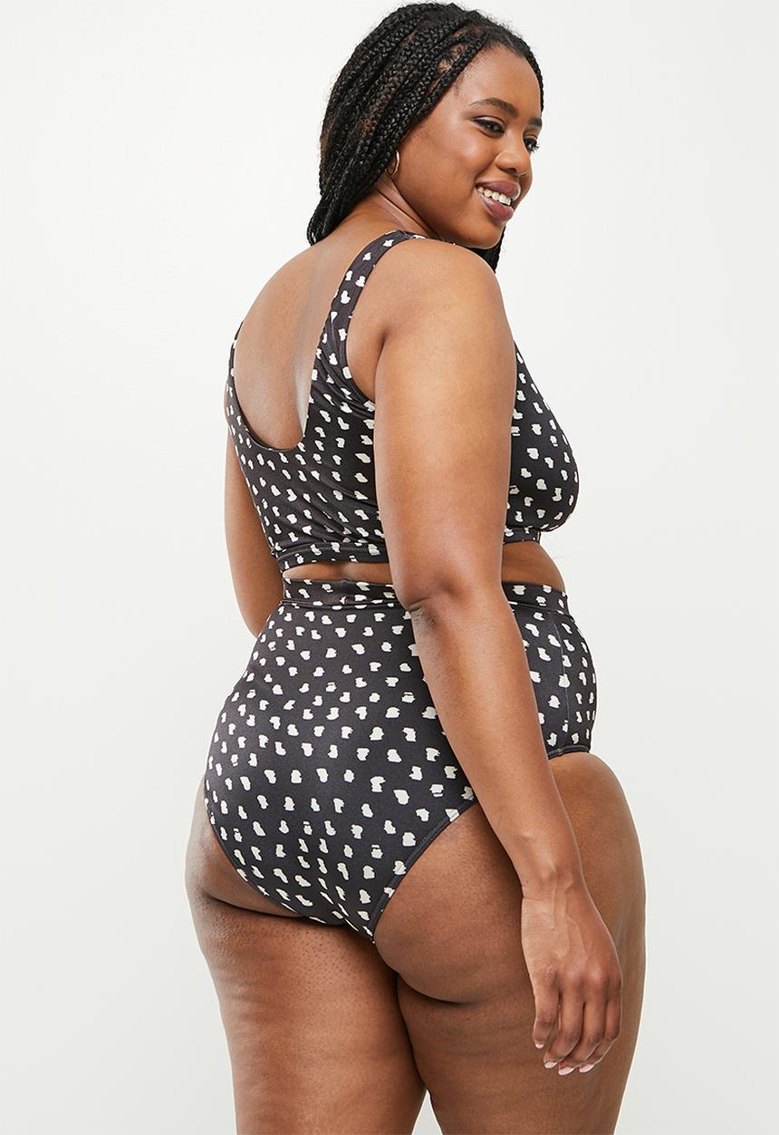Me&B - Plus high waisted bikini bottom - black 