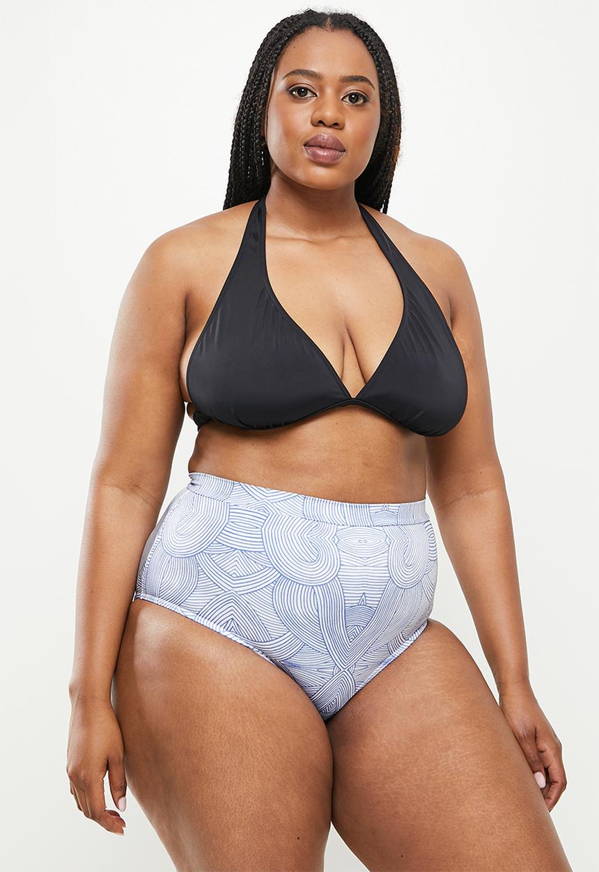 Me&B - Plus high waisted bikini bottom - blue 